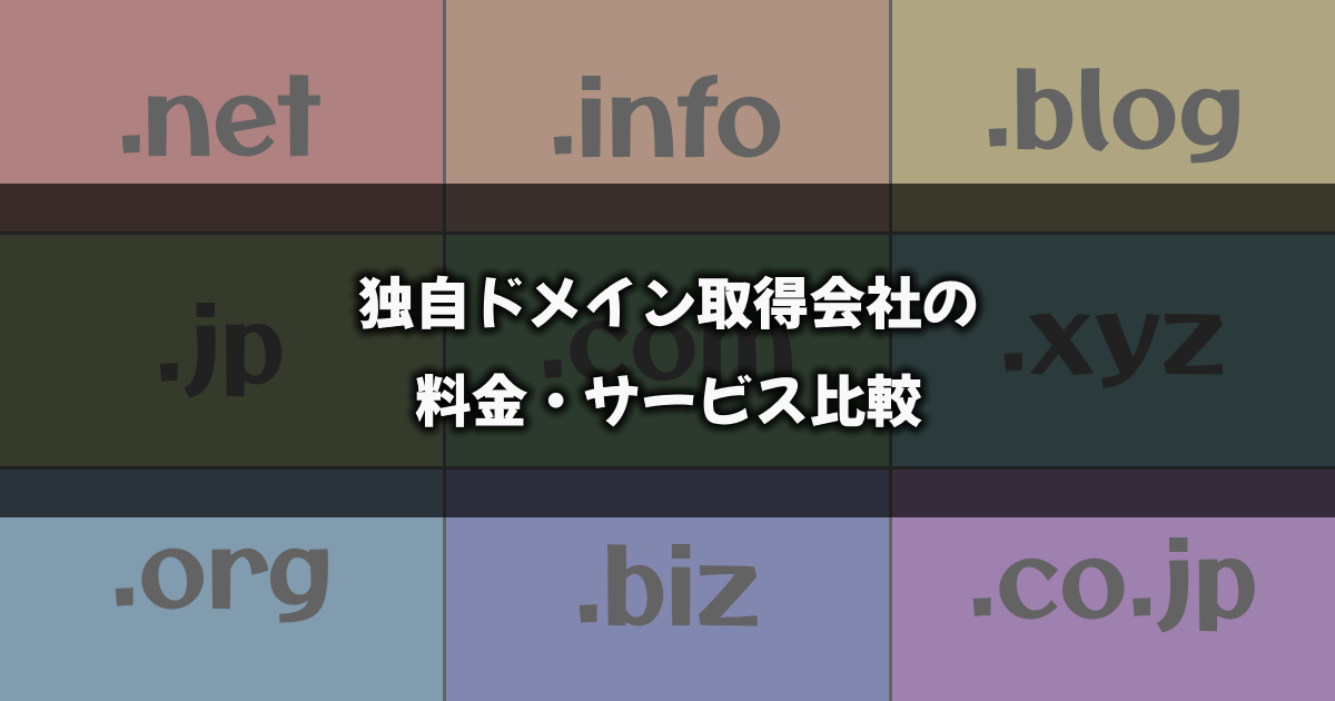 独自ドメイン取得会社の料金・サービス比較